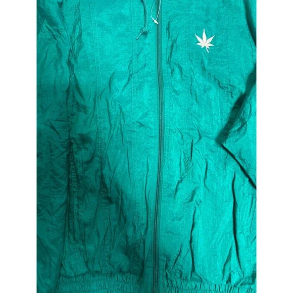 Vintage Boast Teal Green Crinkle Nylon Windbreaker Jacket Mens Medium 90s Zip Up - Picture 8 of 8